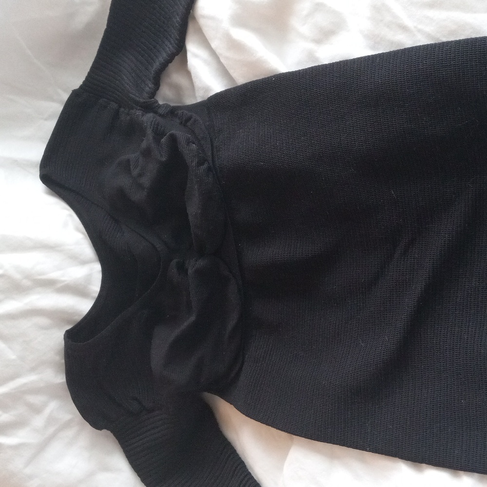 Black Stretch Top Long Sleeves V-Neck XS Small